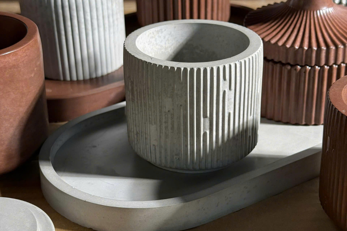 Set khay, cốc và chậu xi măng mài mịn (Polished Concrete)